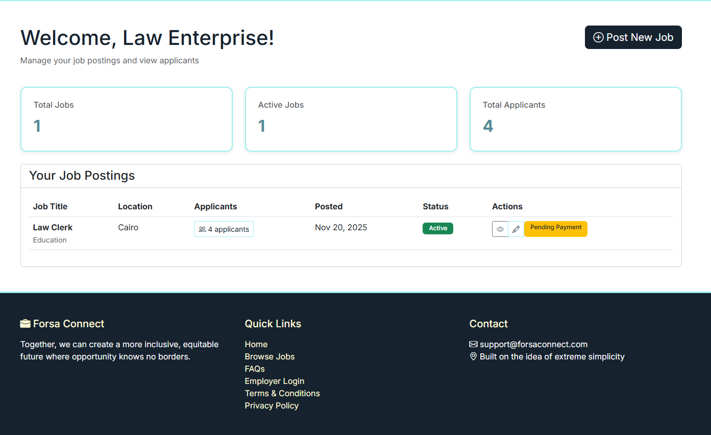 Employer Dashboard Preview
